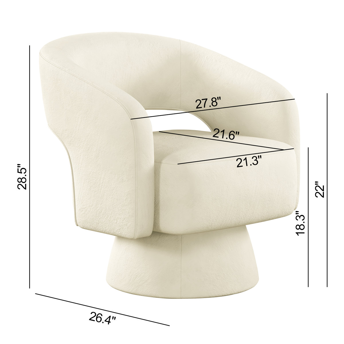 Jarissa 27.8'' Wide Modern Soft Wide Upholstered Swivel Barrel Chair